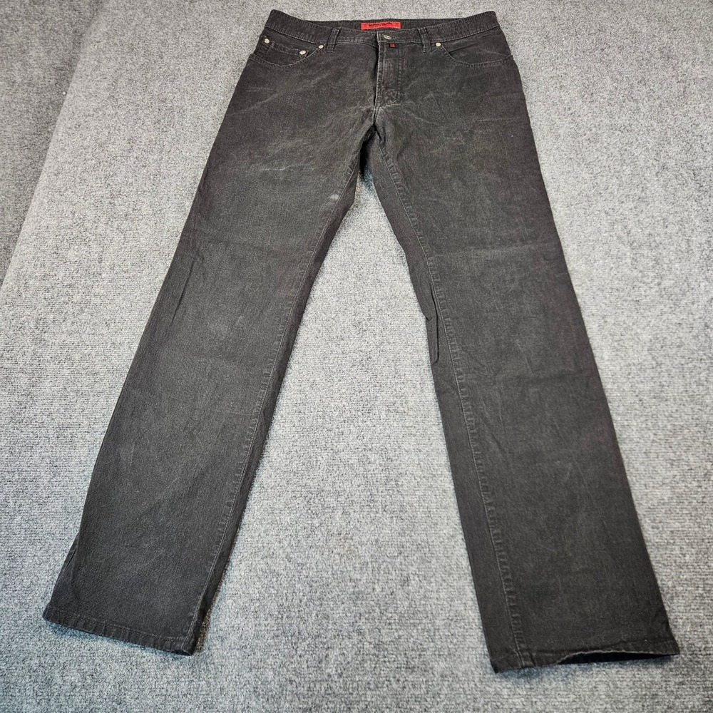 Pierre Cardin Deauville Fit Mens Black Straight Leg Jeans W36 L34 Faded Wash